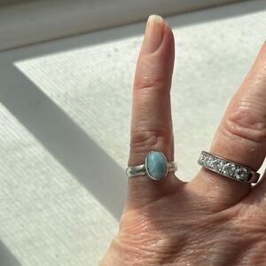 Sterling Silver Oval Blue Larimar Ring - Elegant Everyday Gem
